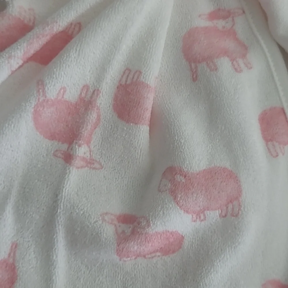 Carters Girls .. 0-9 months .. Terry Cloth BathRobe‎ .. Pink Lamb Sheep .. New